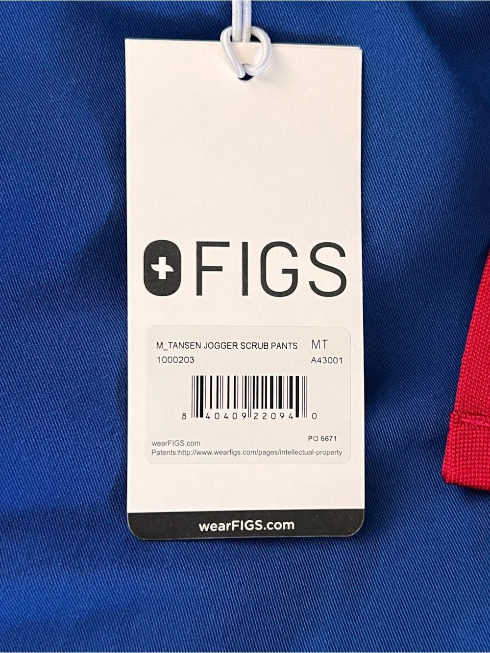 FIGS Men’s Medium Tall Tansen Jogger Scrub Pants Royal Blue Nurse Medical NWT